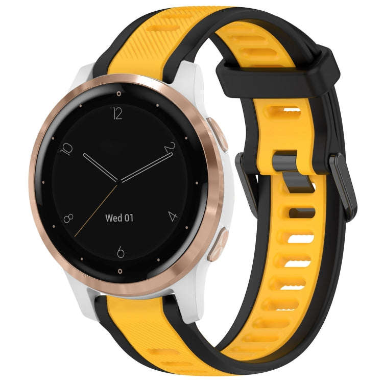 For Garmin Active S 18mm Two Color Textured Silicone Watch Band(Yellow+Black)