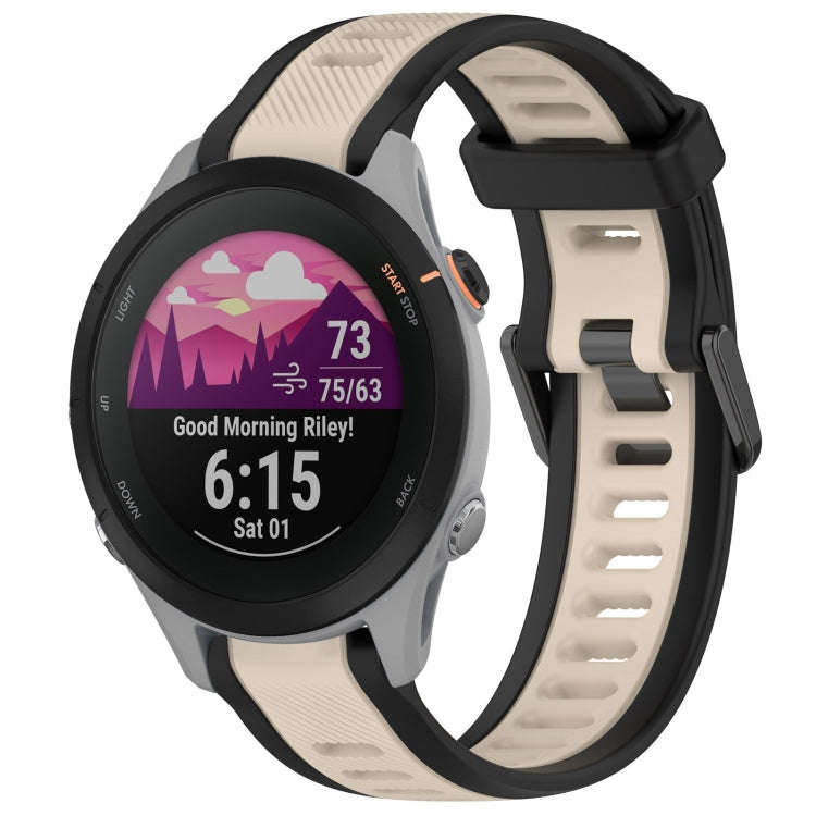 For Garmin Forerunner 255S 18mm Two Color Textured Silicone Watch Band(Starlight + Black)