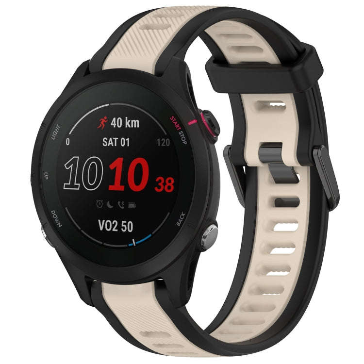 For Garmin Forerunner 255S Music 18mm Two Color Textured Silicone Watch Band(Starlight + Black)