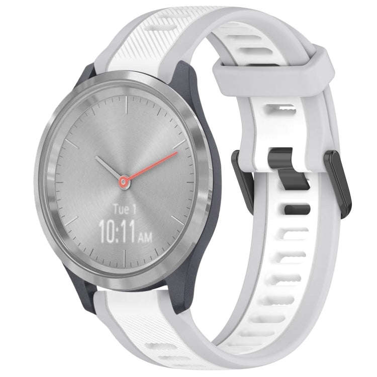 For Garmin Vivomove 3S 18mm Two Color Textured Silicone Watch Band(White+Grey)