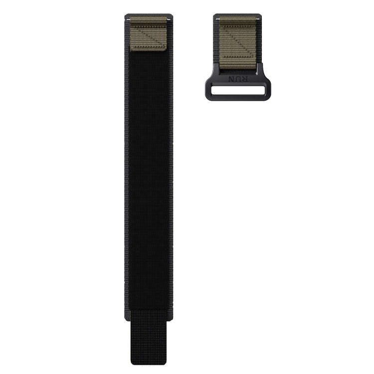 20mm Two Color Nylon Canvas Hook And Loop Fastener Watch Band(Black+Green)