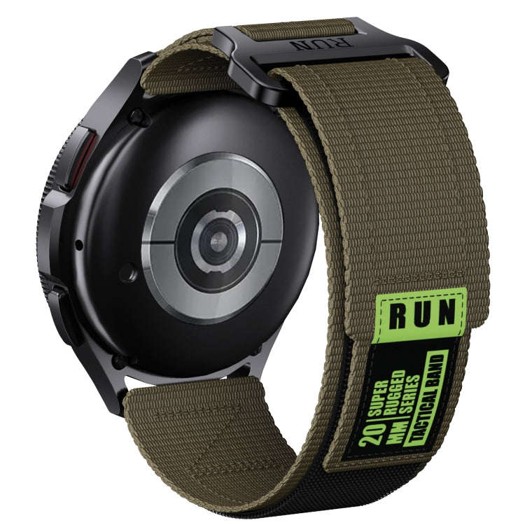 20mm Two Color Nylon Canvas Hook And Loop Fastener Watch Band(Army Green+Black)