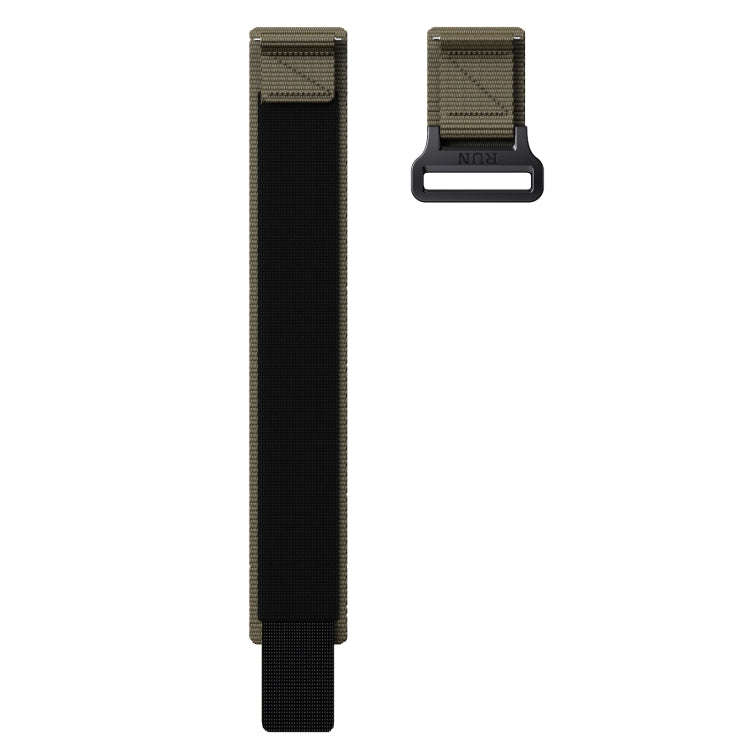 20mm Two Color Nylon Canvas Hook And Loop Fastener Watch Band(Army Green+Black)