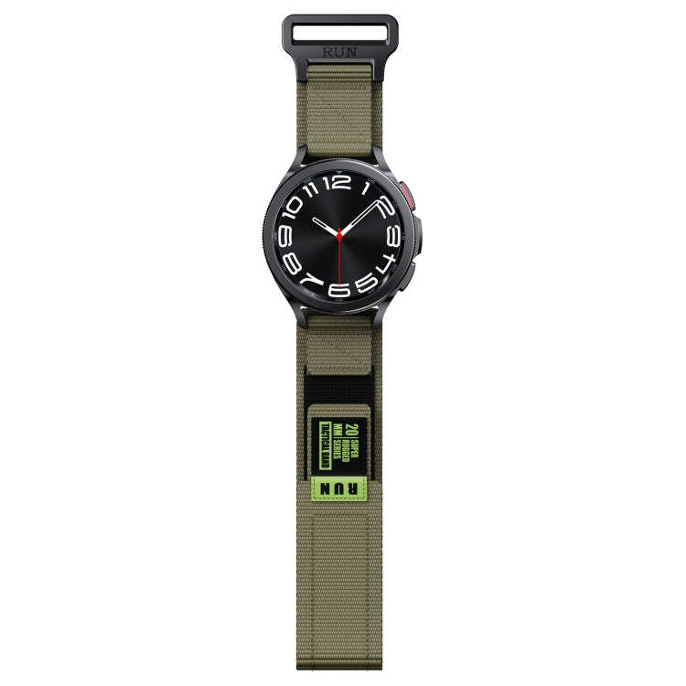 20mm Two Color Nylon Canvas Hook And Loop Fastener Watch Band(Army Green+Black)