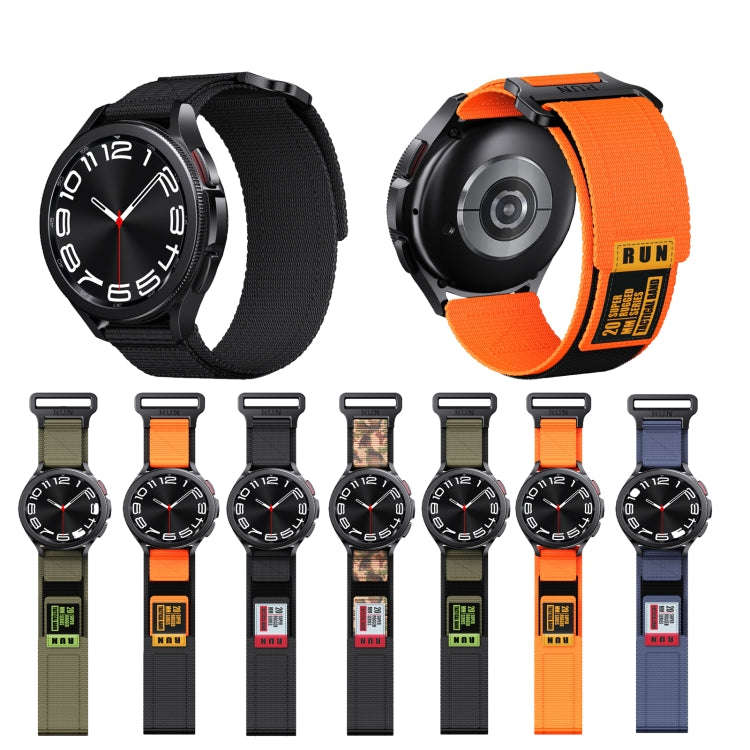 20mm Two Color Nylon Canvas Hook And Loop Fastener Watch Band(Black+Green)