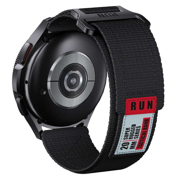 22mm Two Color Nylon Canvas Hook And Loop Fastener Watch Band(Black+Red)