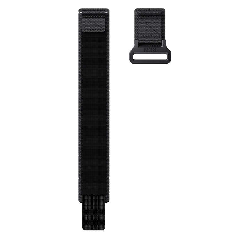 22mm Two Color Nylon Canvas Hook And Loop Fastener Watch Band(Black+Red)