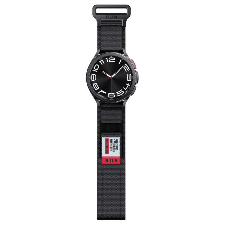 22mm Two Color Nylon Canvas Hook And Loop Fastener Watch Band(Black+Red)