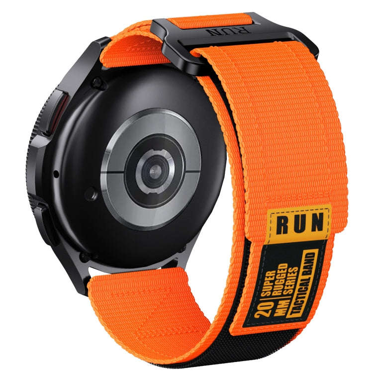 22mm Two Color Nylon Canvas Hook And Loop Fastener Watch Band(Orange+Black)