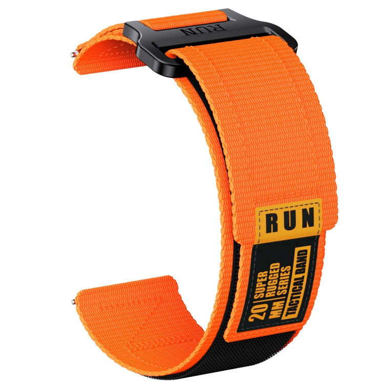 22mm Two Color Nylon Canvas Hook And Loop Fastener Watch Band(Orange+Black)