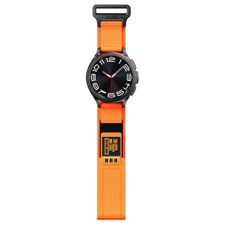 22mm Two Color Nylon Canvas Hook And Loop Fastener Watch Band(Orange+Black)