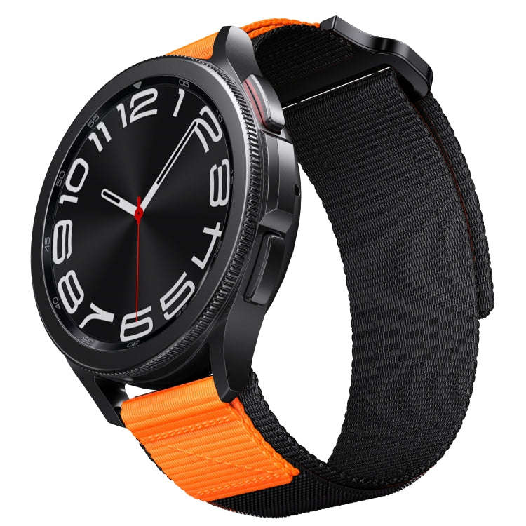 22mm Two Color Nylon Canvas Hook And Loop Fastener Watch Band(Black+Orange)