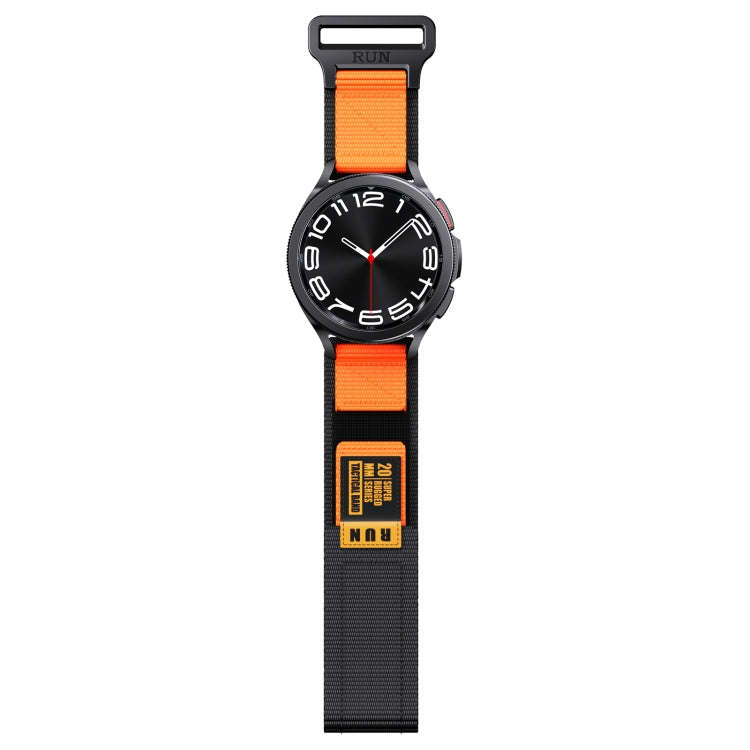 22mm Two Color Nylon Canvas Hook And Loop Fastener Watch Band(Black+Orange)