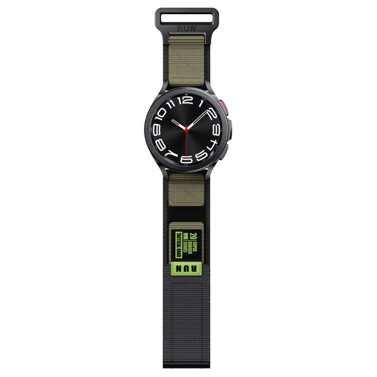 22mm Two Color Nylon Canvas Hook And Loop Fastener Watch Band(Black+Green)