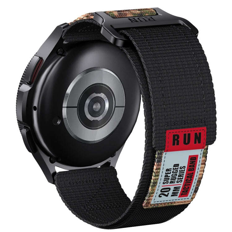 22mm Two Color Nylon Canvas Hook And Loop Fastener Watch Band(Black+Camouflage)