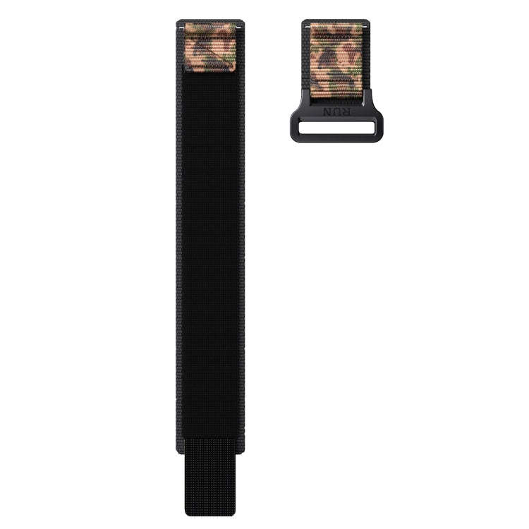 22mm Two Color Nylon Canvas Hook And Loop Fastener Watch Band(Black+Camouflage)