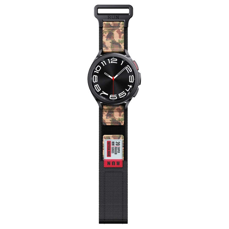 22mm Two Color Nylon Canvas Hook And Loop Fastener Watch Band(Black+Camouflage)
