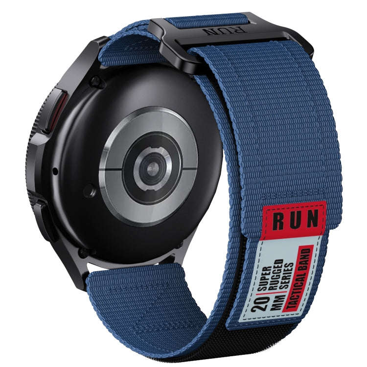 22mm Two Color Nylon Canvas Hook And Loop Fastener Watch Band(Blue+Red)