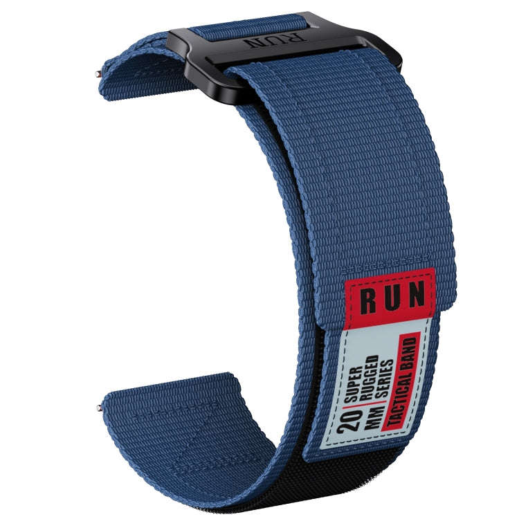 22mm Two Color Nylon Canvas Hook And Loop Fastener Watch Band(Blue+Red)