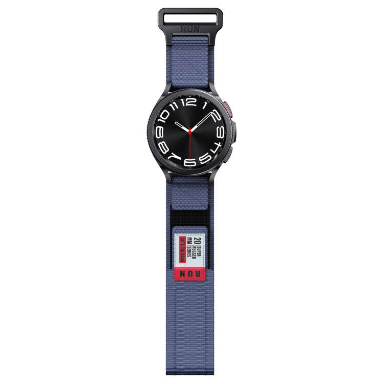 22mm Two Color Nylon Canvas Hook And Loop Fastener Watch Band(Blue+Red)