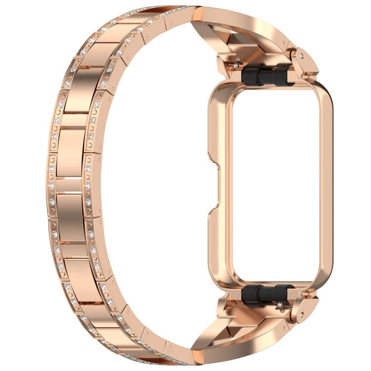 For Samsung Galaxy Fit 3 X Shaped Dual Row Diamond Metal Frame Watch Band(Rose Gold)
