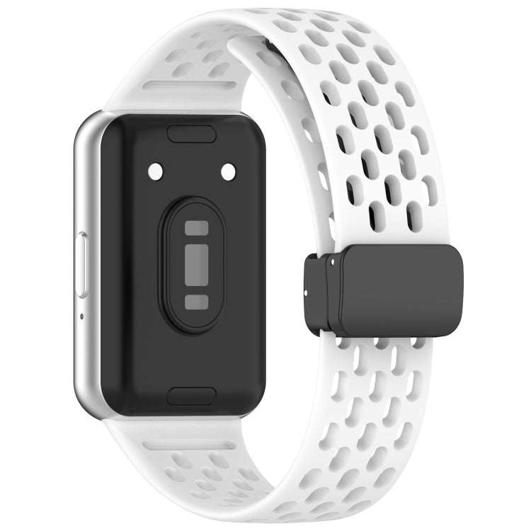 For Samsung Galaxy Fit 3 Hole Style Magnetic Folding Buckle Silicone Watch Band(White)
