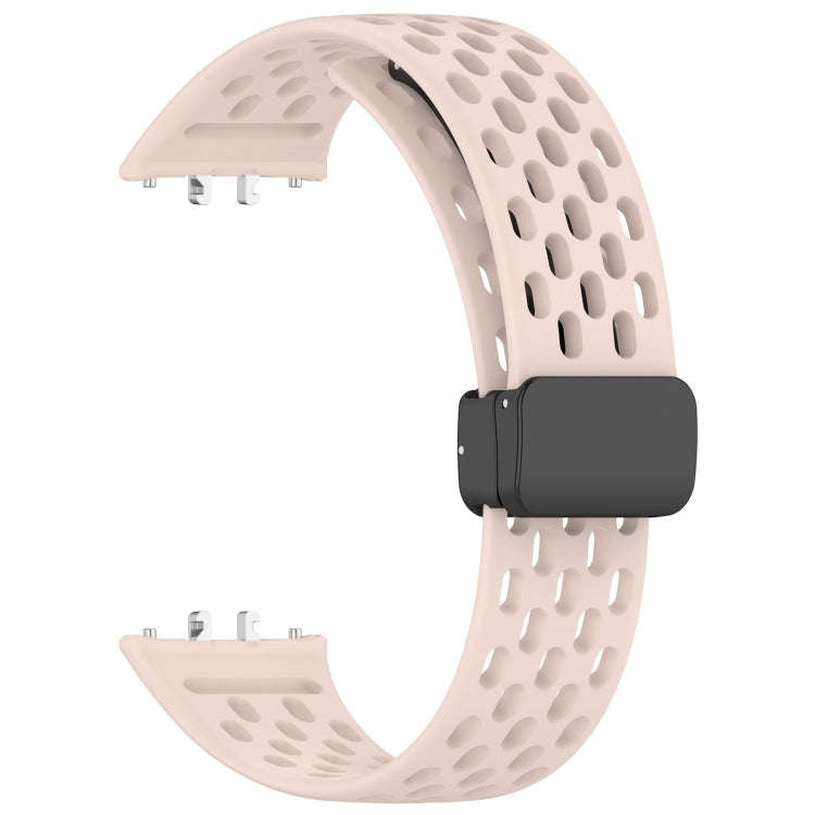 For Samsung Galaxy Fit 3 Hole Style Magnetic Folding Buckle Silicone Watch Band(Pink)