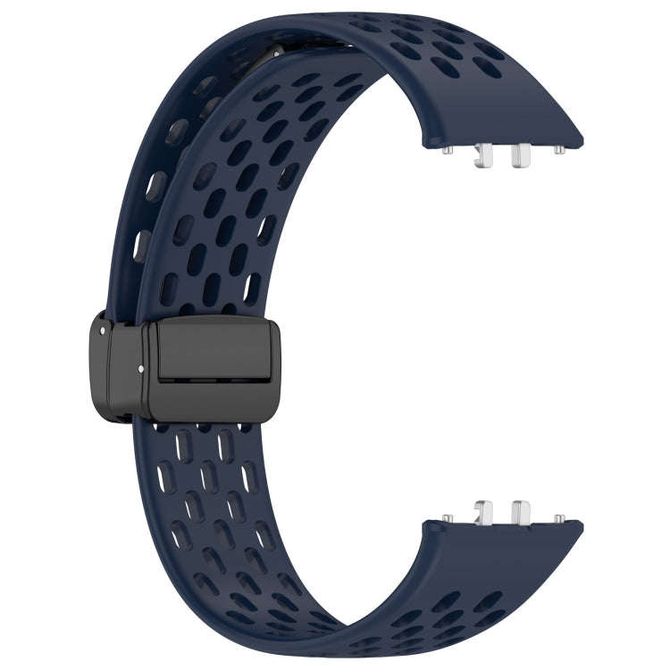 For Samsung Galaxy Fit 3 Hole Style Magnetic Folding Buckle Silicone Watch Band(Midnight Blue)