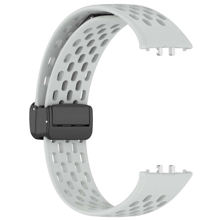 For Samsung Galaxy Fit 3 Hole Style Magnetic Folding Buckle Silicone Watch Band(Light Gray)