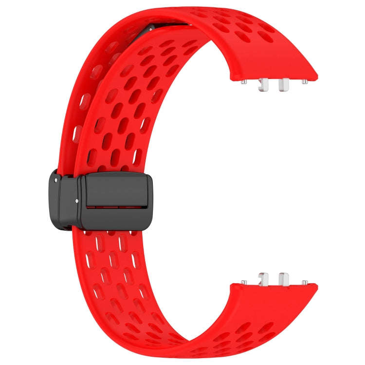 For Samsung Galaxy Fit 3 Hole Style Magnetic Folding Buckle Silicone Watch Band(Red)