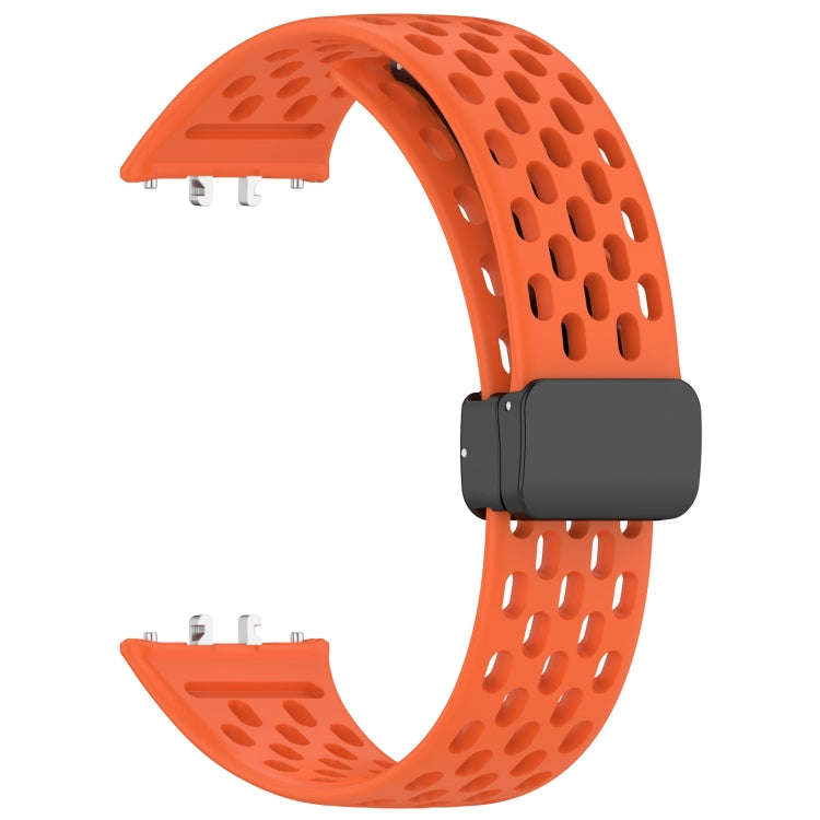 For Samsung Galaxy Fit 3 Hole Style Magnetic Folding Buckle Silicone Watch Band(Orange)