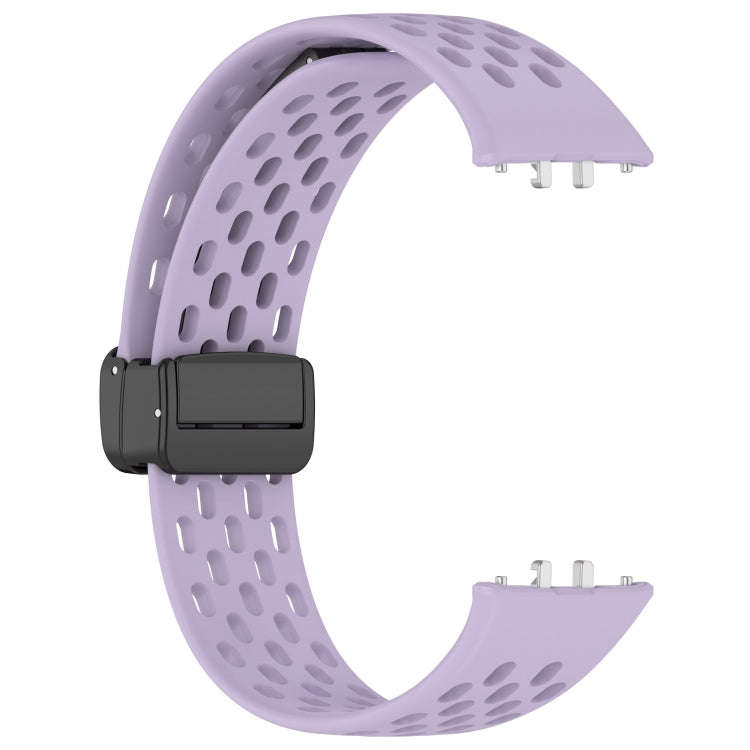 For Samsung Galaxy Fit 3 Hole Style Magnetic Folding Buckle Silicone Watch Band(Purple)
