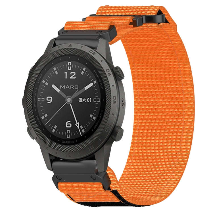 For Garmin MARQ Commander 22mm Nylon Hook And Loop Fastener Watch Band(Orange)