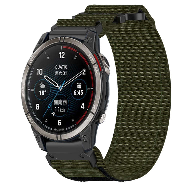 For Garmin Quatix 7 Pro 22mm Nylon Hook And Loop Fastener Watch Band(Army Green)