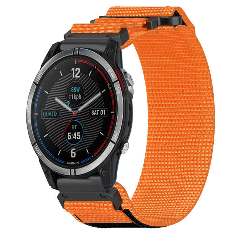 For Garmin Quatix 7 22mm Nylon Hook And Loop Fastener Watch Band(Orange)