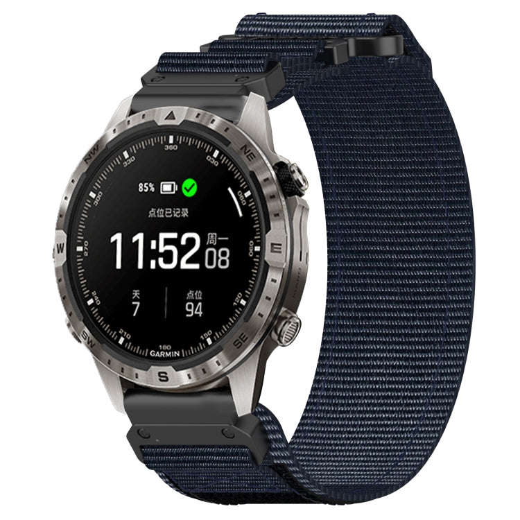 For Garmin MARQ Adventurer Gen 2 22mm Nylon Hook And Loop Fastener Watch Band(Blue)