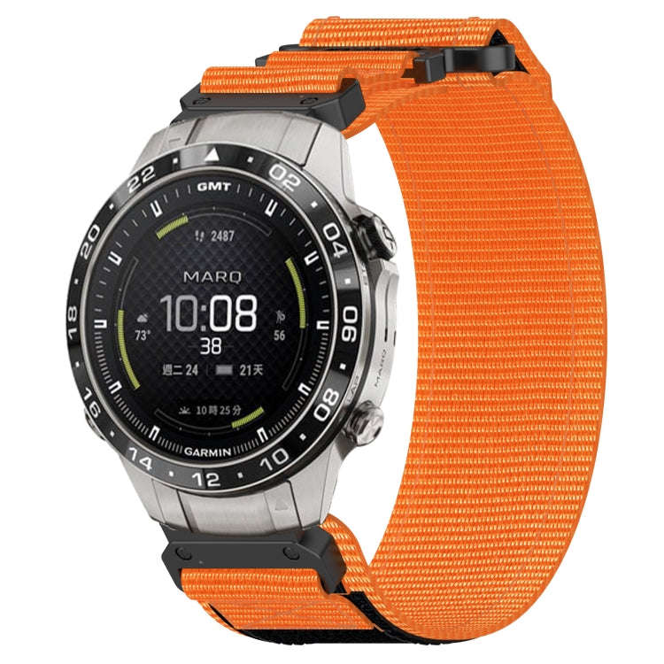 For Garmin MARQ Aviator Gen 2 22mm Nylon Hook And Loop Fastener Watch Band(Orange)