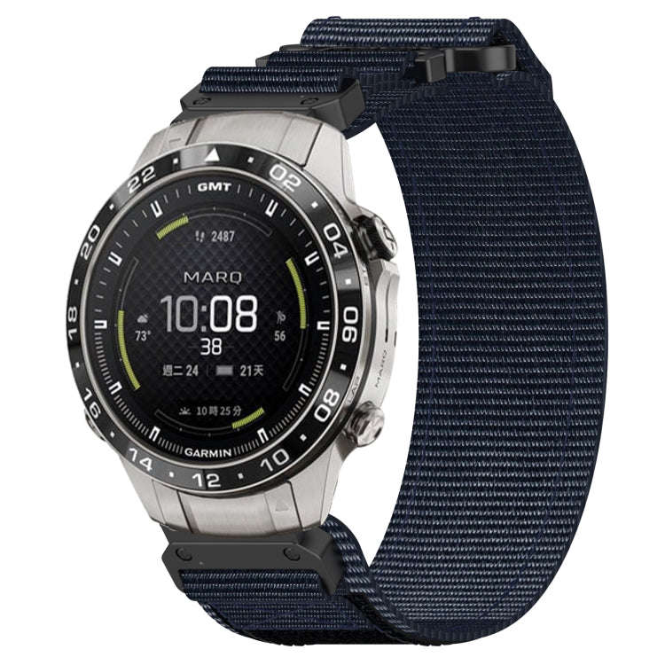 For Garmin MARQ Aviator Gen 2 22mm Nylon Hook And Loop Fastener Watch Band(Blue)