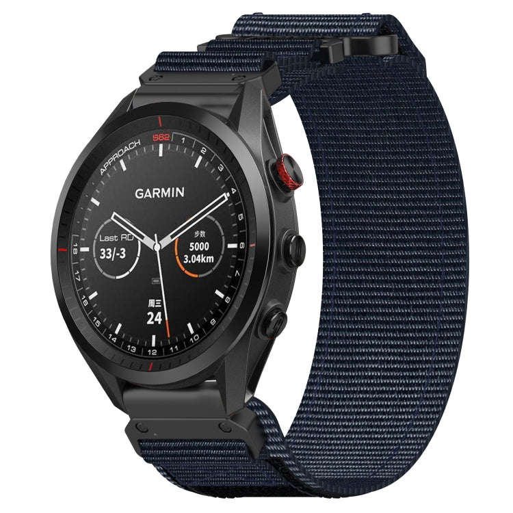 For Garmin Approach S62 22mm Nylon Hook And Loop Fastener Watch Band(Blue)