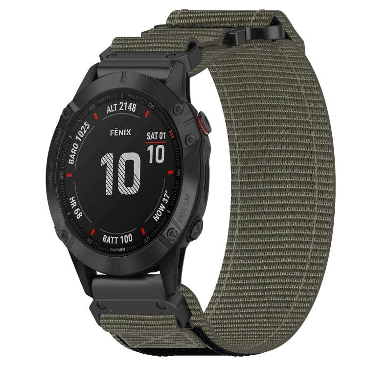 For Garmin Fenix 6 22mm Nylon Hook And Loop Fastener Watch Band(Grey)