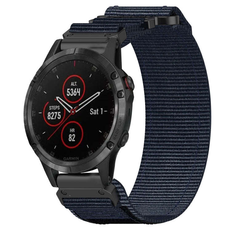 For Garmin Fenix 5 22mm Nylon Hook And Loop Fastener Watch Band(Blue)
