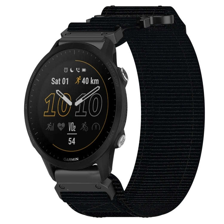 For Garmin Forerunner 955 22mm Nylon Hook And Loop Fastener Watch Band(Black)