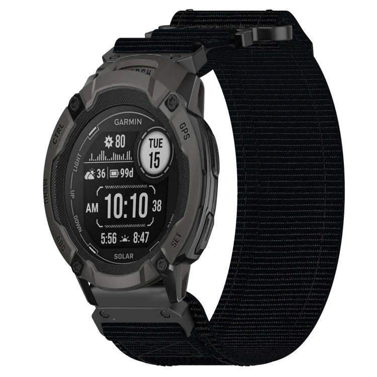 For Garmin Instinct 2 22mm Nylon Hook And Loop Fastener Watch Band(Black)