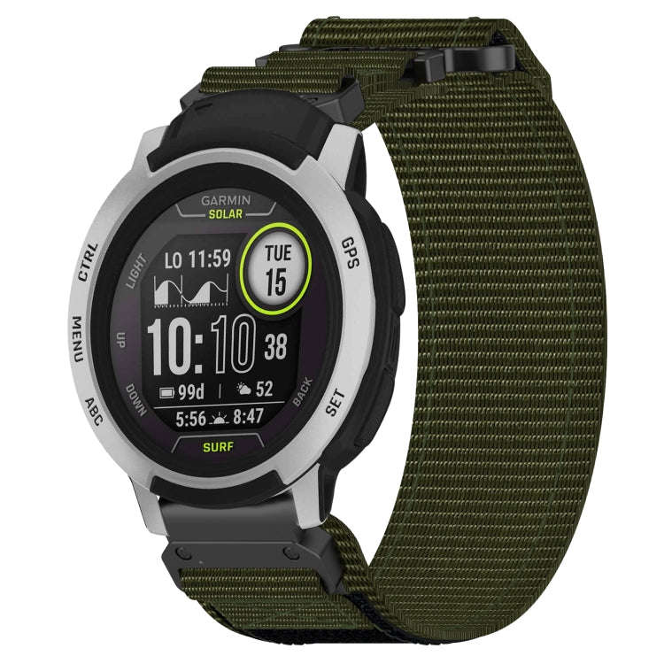 For Garmin Instinct 22mm Nylon Hook And Loop Fastener Watch Band(Army Green)