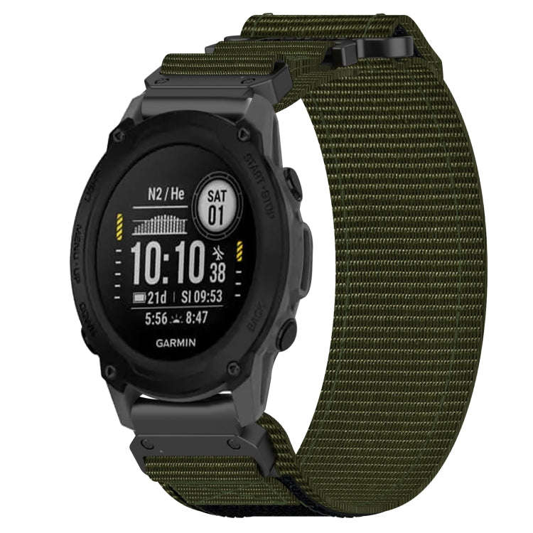 For Garmin Descent G1 22mm Nylon Hook And Loop Fastener Watch Band(Army Green)