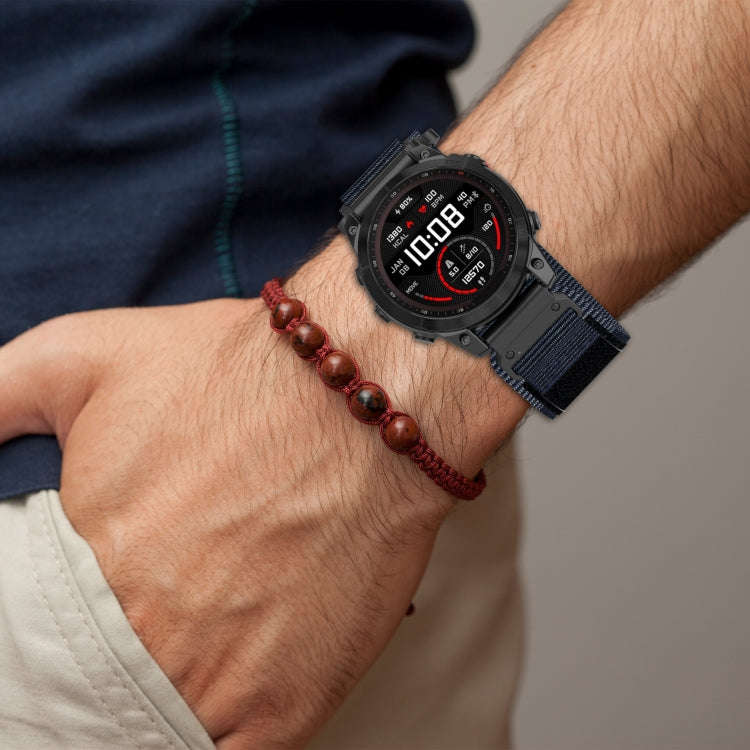 For Garmin Fenix 5 22mm Nylon Hook And Loop Fastener Watch Band(Black)