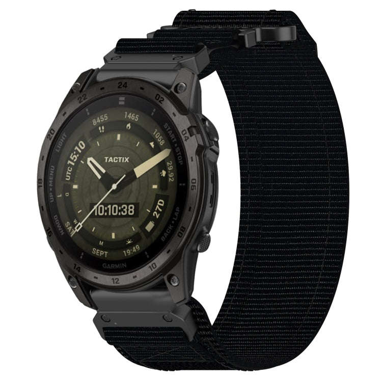 For Garmin Tactix 7 AMOLED 26mm Nylon Hook And Loop Fastener Watch Band(Black)