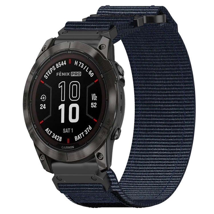For Garmin Fenix 7X Pro 51mm 26mm Nylon Hook And Loop Fastener Watch Band(Blue)