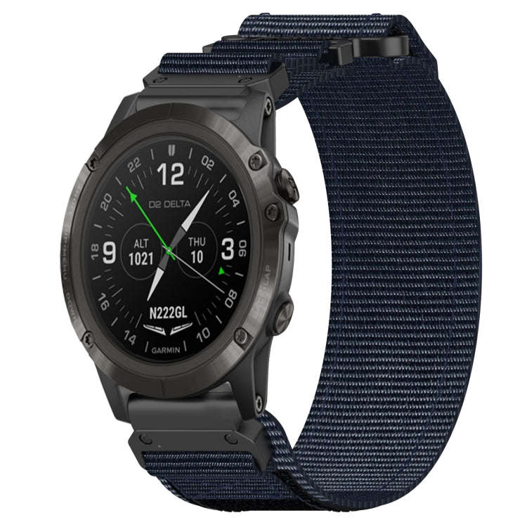 For Garmin D2 Delta PX 26mm Nylon Hook And Loop Fastener Watch Band(Blue)
