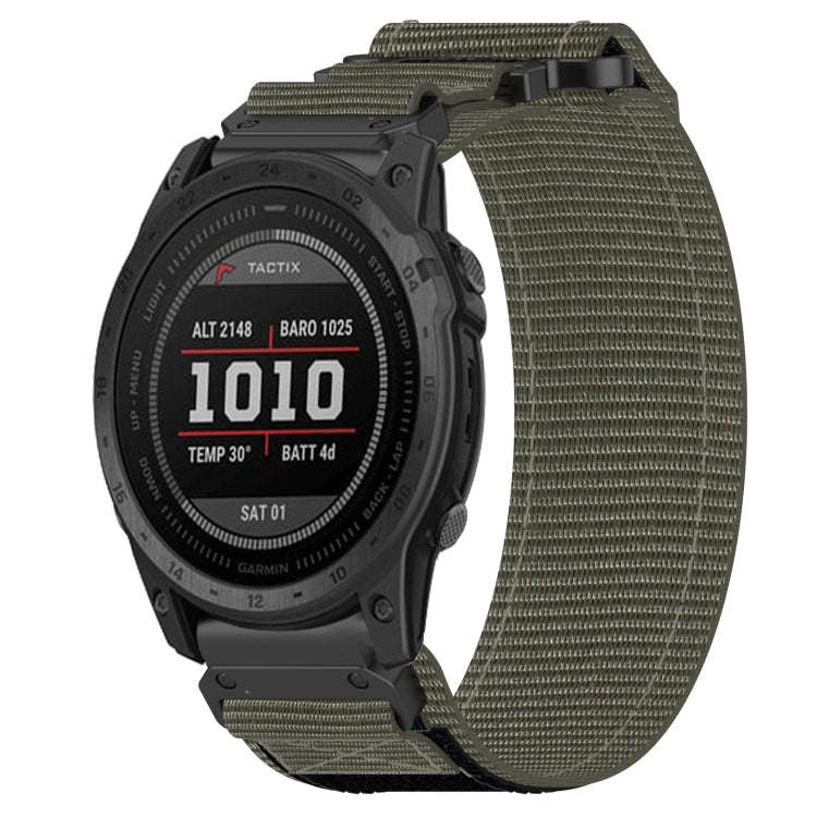 For Garmin Tactix 7 Pro 26mm Nylon Hook And Loop Fastener Watch Band(Grey)